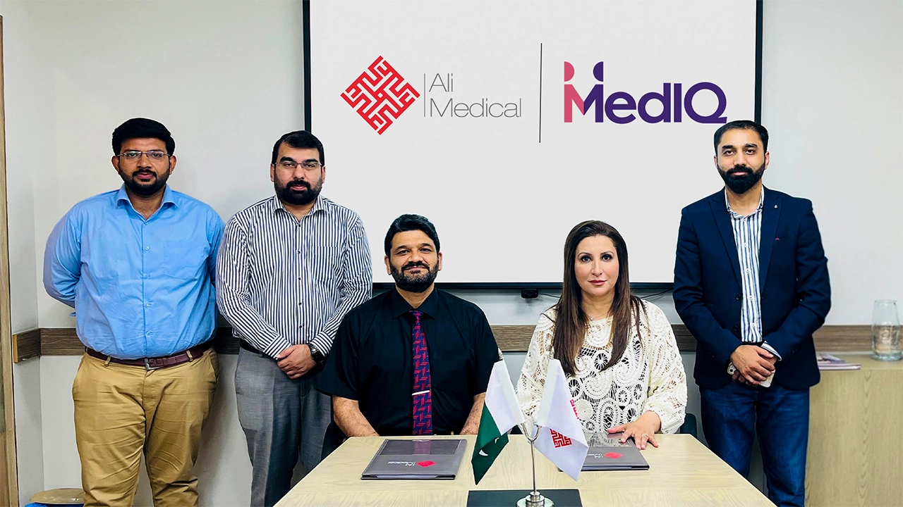 MedIQ and Ali Medical Centre leadership at MoU signing ceremony in Islamabad Dr. Saira Siddique and Dr. Bilal Butt formalizing partnership between MedIQ and Ali Medical Centre