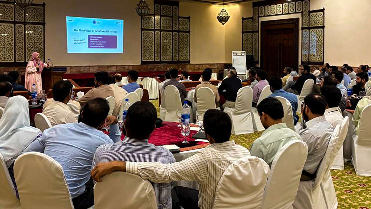 Corporate employees engaged in mental health discussion

Abbott employees attending wellness session in Faisalabad

Mental health awareness session in Lahore by MedIQ and Abbott