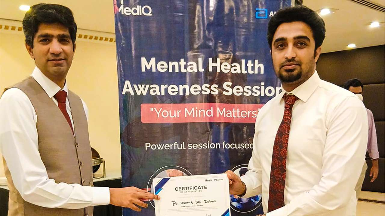 Dr. Usama Bin Zubair Team MedIQ organizing corporate health screening events Nutrition and mental wellness awareness in the workplace