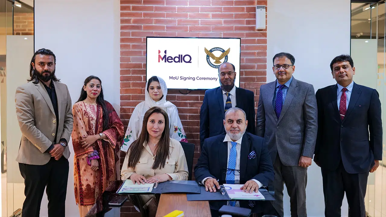 MedIQ and Shaheen Insurance team members celebrating healthcare TPA partnership
Dr. Saira Siddique, CEO of MedIQ, leading digital healthcare partnerships in Pakistan
Digital claim process and service provisioning flow offered by MedIQ for Shaheen clients